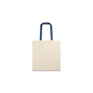 Saco de Compras 100% Algodão Alças em Azul Compridas