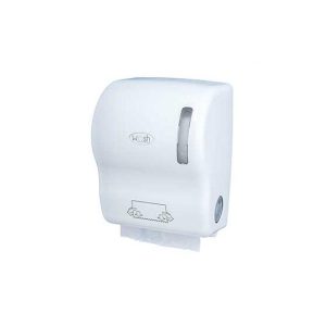 Dispensador Toalhas Rolo c/ Auto-Corte ABS Branco Brilho