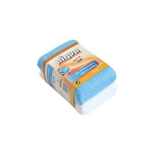 Esponja Microfibras 14x9cm Branco/Azul Pack 2un