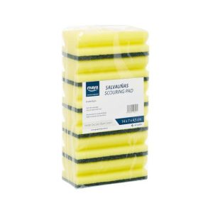 Esfregão Esponja Salva Unhas 14x7cm Amarelo/Verde Pack 6un