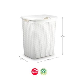 Cesto Roupa Rattan c/ Tampa 38L Branco