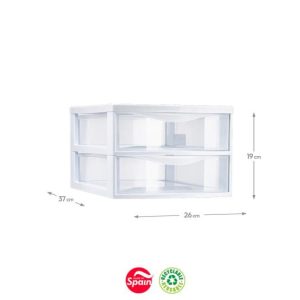 Bloco 2 Gavetas Plástico Easy 26x37x19cm Branco/Transparente