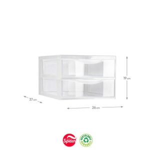 Bloco 2 Gavetas Plástico Easy 26x37x19cm Transparente