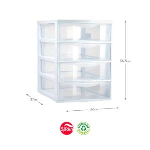 Bloco 4 Gavetas Plástico Easy 36,5x26x37cm Branco