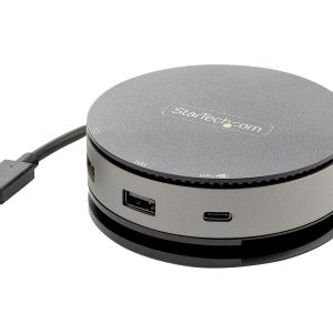Startech USB C Multiport Adapter, USB 3.1 Gen 2 10Gbps Type-C Mini Dock with 4K 60Hz HDMI/DisplayPort or 1080p VGA, 75W PD Passthrough, 3-Port USB Hub, GbE, Mobile Docking Station - 75W Power Delivery - Estação de engate - USB-C 3.1 Gen 2 - VGA, HDMI