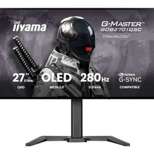 iiyama G-MASTER Titan Falcon GOB2701QSC-B1 - Monitor OLED - gaming - 27" - 2560 x 1440 QHD @ 280 Hz - 1500 cd/m² - 0.03 ms - HDMI, DisplayPort - altifalantes - preto