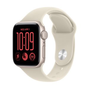 Apple Watch SE 3 (GPS) - 40 mm - alumínio estrelado - relógio inteligente Com banda de desporto - borracha - areia - tamanho da banda: S/M - 64 GB - Wi-Fi 4, Bluetooth - 26.3 g