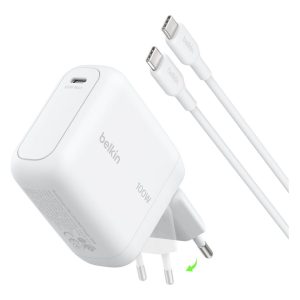 Belkin BoostCharge - Adaptador de alimentação - GaN - 100 watt - PD 3.2, QC 5.0, AVS, UFCS, Hypercharge, FC 2.0, Fast Charge (USB-C) - no cabo: USB-C - branco