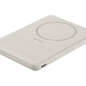 Belkin BoostCharge - Carregador portátil - slim, magnético - 5000 mAh - 7.5 watt - Fast Charge (USB-C) - no cabo: USB-C - areia
