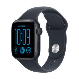 Apple Watch SE 3 (GPS) - 40 mm - alumínio meia-noite - relógio inteligente Com banda de desporto - borracha - azul marinho - tamanho da banda: S/M - 64 GB - Wi-Fi 4, Bluetooth - 26.3 g