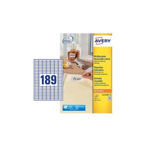 Etiquetas Removíveis 025,4x010mm Avery 25 Folhas 4725un