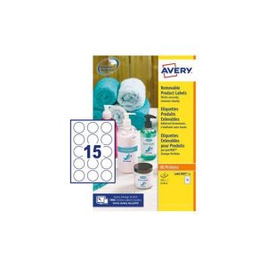 Etiquetas Redondas Removíveis 51mm Avery 25 Folhas 375un
