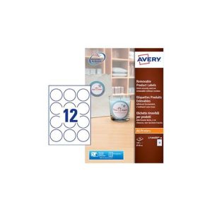 Etiquetas Redondas Removíveis 60mm Avery 20 Folhas 240un