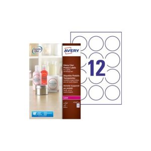 Etiquetas Redondas 60mm Glossy Avery 10Fls Transp. 120un
