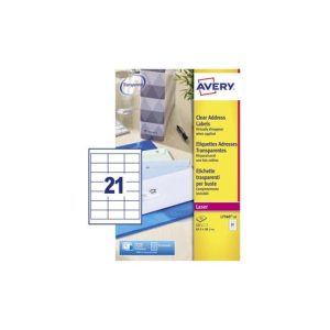 Etiquetas 063,5x038,1mm 25Fls Transparente Avery 525un