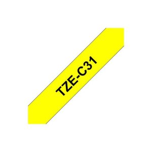 Fita Laminada 12mmx5mts Fluorescente Amarelo/Preto