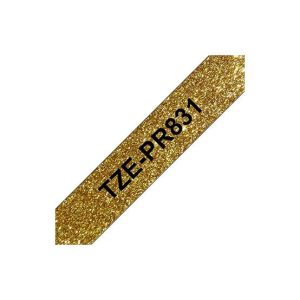 Fita Laminada 12mmx8mts Ouro Premium/Preto