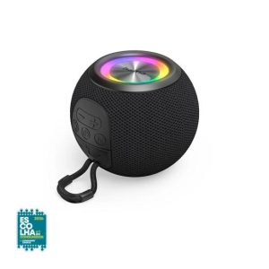 Coluna Portátil Bluetooth Ball Shape com LED Preto