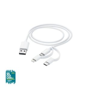 Cabo USB-C para Type-A/ Lightning/ Micro-USB 1m Branco