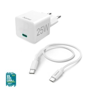 Carregador USB-C PD 25W Rápido Cabo 1,5m Branco