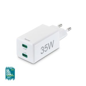 Carregador USB-C 2 Portas 35W Rápido Branco