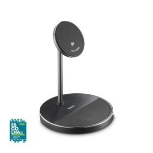 Carregador Wireless Qi2 15W com Suporte 2 em 1 Preto