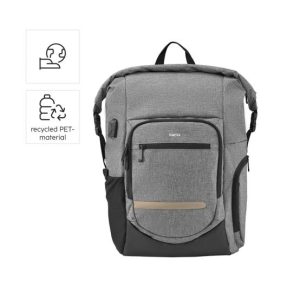Mochila Portátil 15.6 Roll-Top Terra USB Cinza