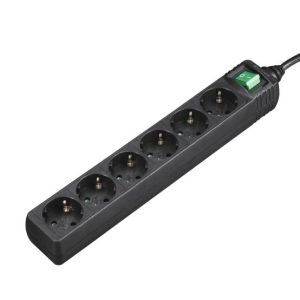 Bloco 6 Tomadas + Interruptor Cabo 3mts Preto