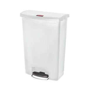 Contentor 90L Resina Slim Jim Step-On Branco com Pedal