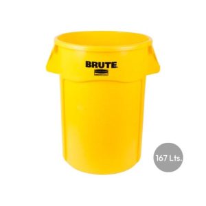 Contentor 167L Plástico Brute s/Tampa c/Canais Vent Amarelo