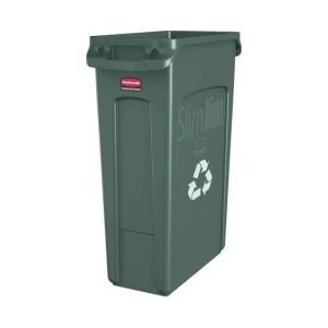 Contentor 87L Plástico Slim Jim s/Tampa c/Canais Vent Verde
