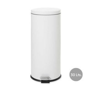 Contentor 30L Inox Revestido Branco com Pedal