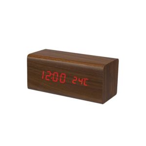 Relógio Despertador + Calendário + Temperatura Madeira