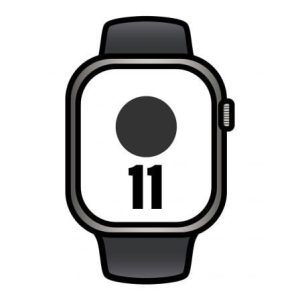 Apple Watch Series 11 / GPS / Cellular / 42 mm / Titânio Natural / Bracelete Desportiva Preta (M/L)