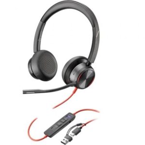 Auriculares Poly Blackwire 8225 para Microsoft Teams + Adaptador USB-C/A com Microfone/ USB Tipo-C/ Pretos