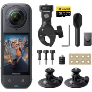Câmara Digital Desportiva Insta360 X5 Motorcycle Bundle/ 8K/ Ângulo de visão 360º/ Preta