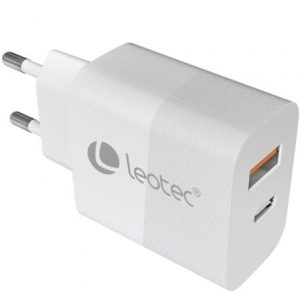 Carregador de Parede GaN Leotec LECSPH30W2W/ 1xUSB Tipo-C/ 1xUSB/ 30W