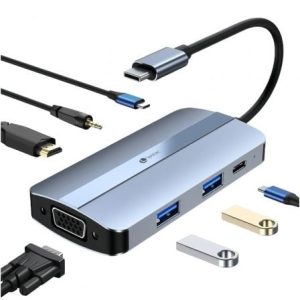 Docking USB Tipo-C Leotec LEDS04/ 2xUSB/ 1xUSB Tipo-C/ 1xUSB Tipo-C PD/ 1xHDMI 4K/ 1xVGA/ 1xÁudio/ Azul