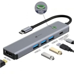 Docking USB Tipo-C Leotec LEDS05/ 3xUSB/ 1xUSB Tipo-C PD/ 1xHDMI 4K/ C
