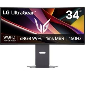 LG UltraGear 34G600A-B - Monitor LED - gaming - curvo - 34" - 3440 x 1440 UWQHD @ 160 Hz - VA - 300 cd/m² - 4000:1 - HDR10 - 1 ms - 2xHDMI, DisplayPort - altifalantes