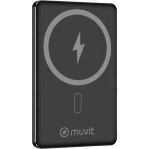Powerbank 5000mAh Muvit For Change MCCHP0009/ 20W/ Sem Fios/ Preta/ Inclui Cabo USB Tipo-