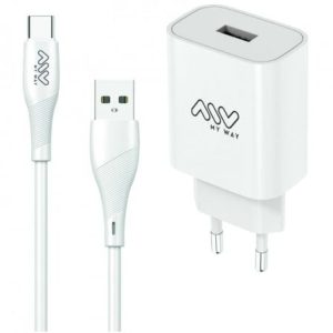 Carregador de Parede Myway MYWEPAK0002/ 1xUSB + Cabo USB Tipo-C/ 15W