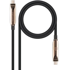 Cable USB 3.2 Tipo-C AOC Nanocable 10.01.4615/ USB Tipo-C Macho - USB Tipo-C Macho/ Hasta 60W/ 10Gbps/ 15m/ Negro