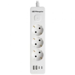 Regleta com Interruptor Orbegozo EN 3100/ 3 Tomadas de Corrente/ 2 USB/ 2 USB Tipo-C/ C