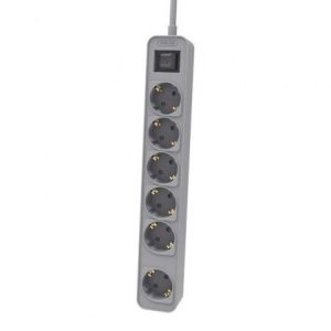 Régua com Interruptor Philips CHP2164G/10/ 6 Tomadas de corrente/ Cabo de 1,5m/ Cinzento