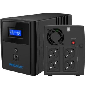 SAI de Linha Interativa Phasak SIRIUS 1200 VA Interactive/ 1200VA-720W/ 4 Saídas/ Formato Torre