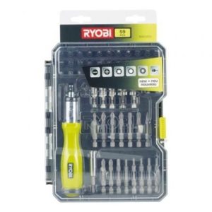Estojo de 59 Pontas para Aparafusar Ryobi RAK59SD / Inclui Chave de Fendas