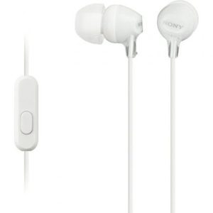 Auriculares intra-auriculares Sony MDR-EX15AP/ com microfone/ Jack 3,5/ Brancos