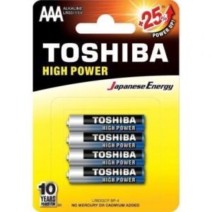 Pack de 4 Pilhas AAA Toshiba High Power LR03/ 1,5V/ Alcalinas