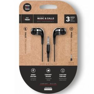 Auriculares Intra-auriculares Tech One Tech soft earTECH TEC1005/ com Microfone/ Jack 3.5/ Pretos